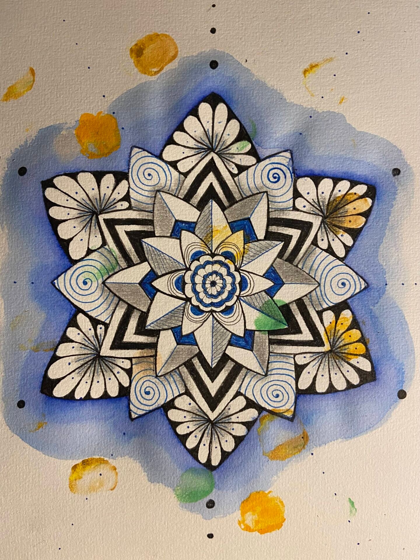 ZIA, Zentangle Inspired Art, une composition colorée inspirée des motifs Zentangle.