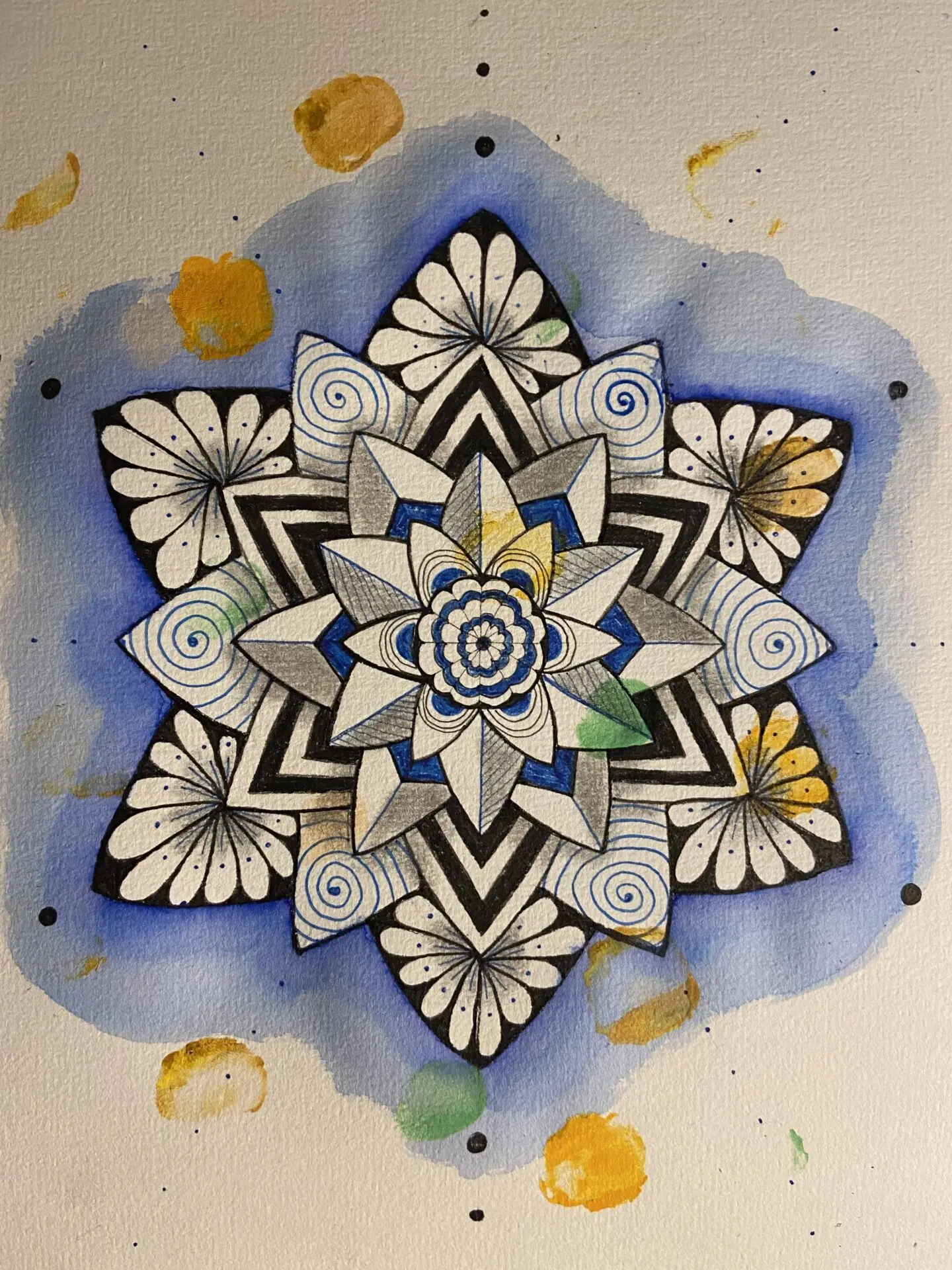 ZIA, Zentangle Inspired Art, une composition colorée inspirée des motifs Zentangle.