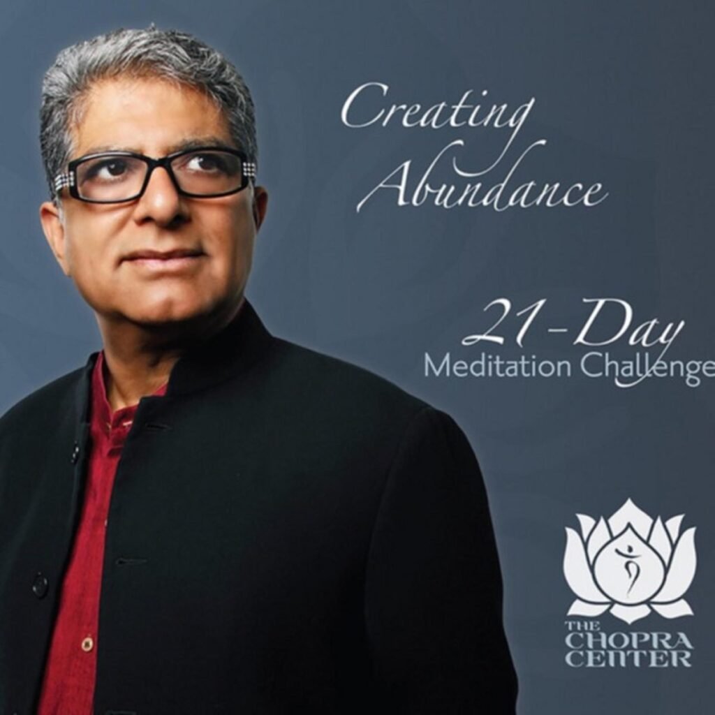ortrait de Deepak Chopra, auteur et guide spirituel, fondateur du défi des 21 jours d’abondance.