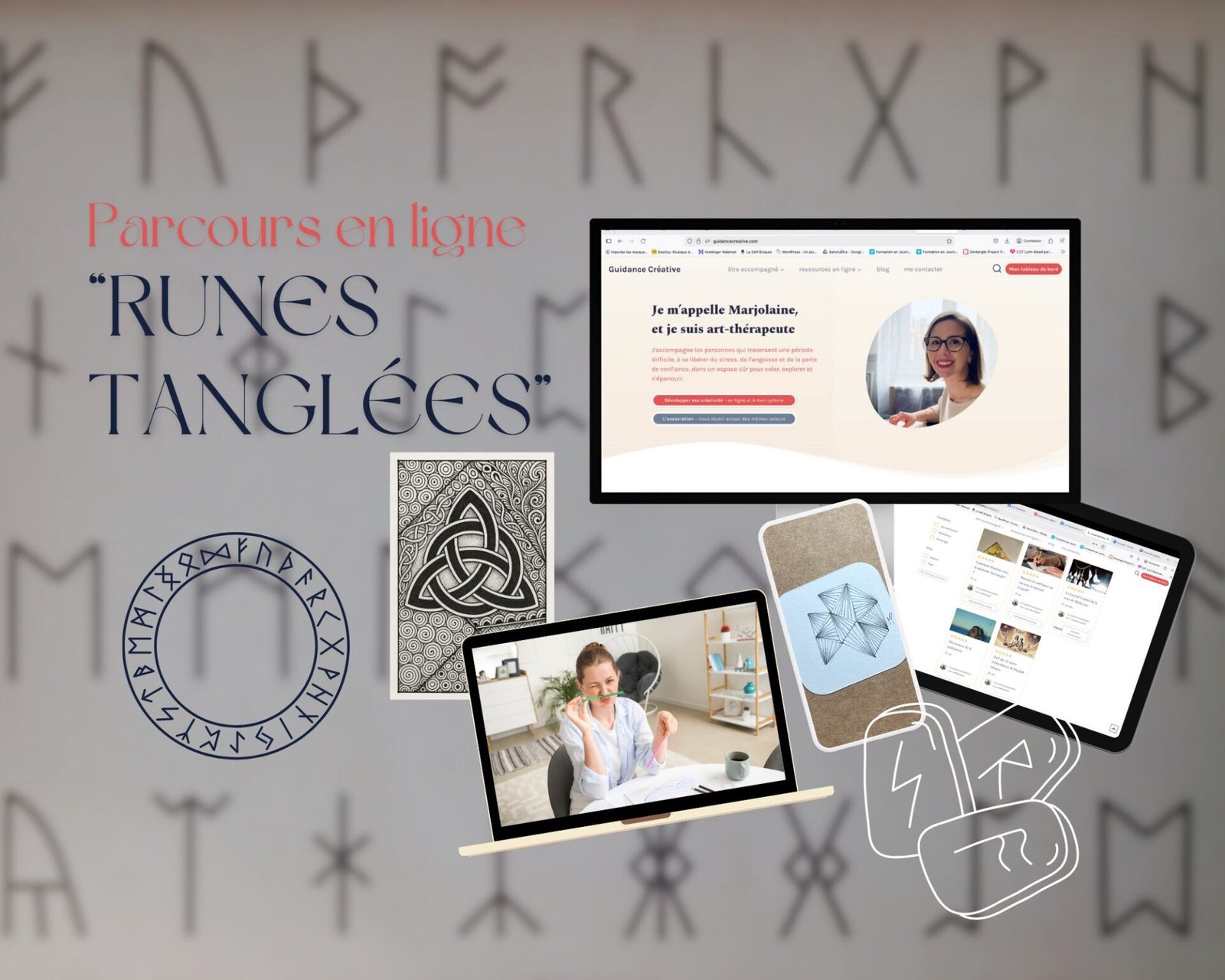 Aperçu de la plateforme en ligne et des vidéos de la formation Runes Tanglées