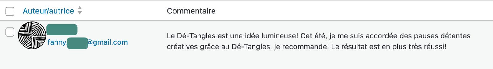 Avis de Fanny en ligne sur le Dé-Tangles