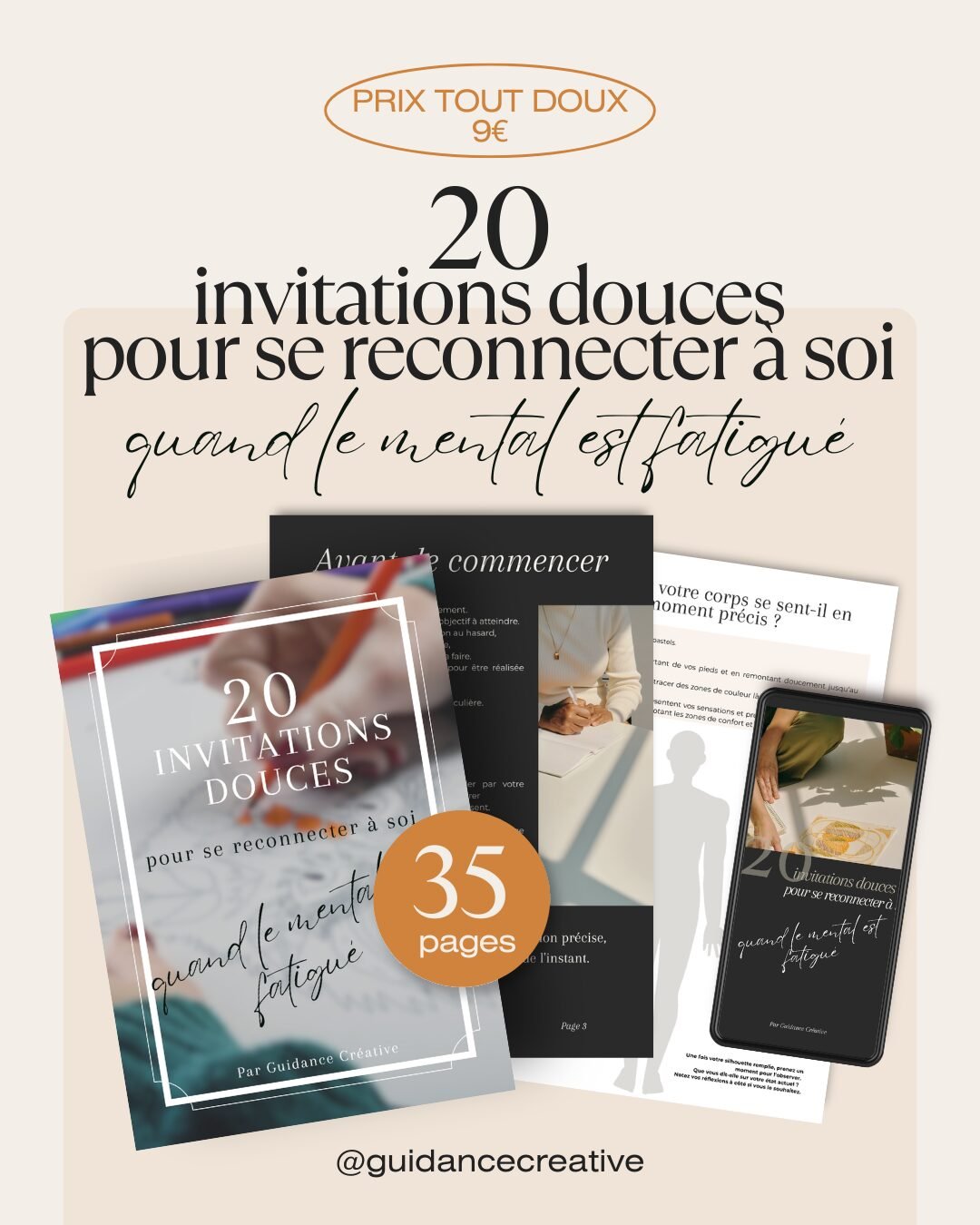 Mockup de l’ebook 20 invitations douces (35 pages)