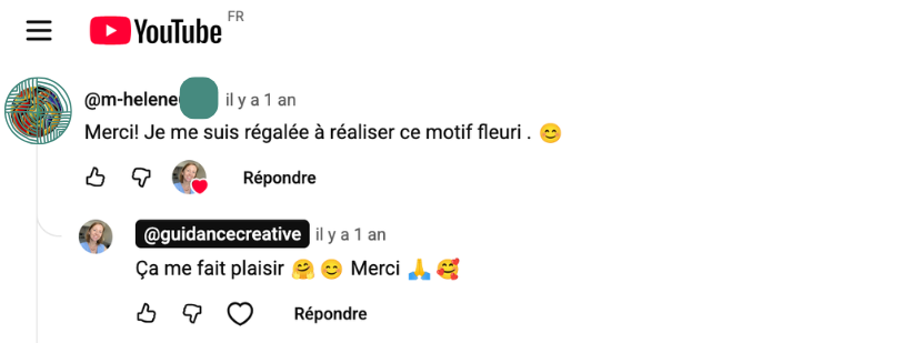 Commentaire YouTube Marie-Hélène – Zentangle Guidance Créative